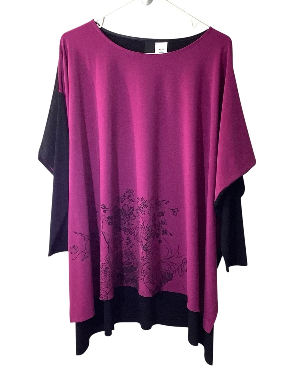 Igor Draped Two-Tone Tunic Marley Top - Magenta and Black Oversized